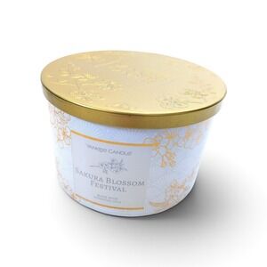 Yankee Candle Sakura Blossom Festival 3 Wick 18oz Cherry Blossom Gold Lid NEW